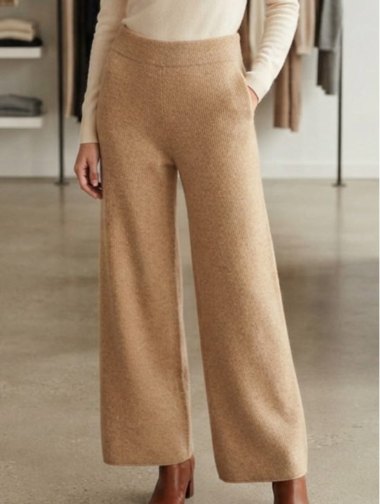 Solid Color Knitted Hooded Sweater and Pants Set Solid Color Knitted Hooded Sweater and Pants Set